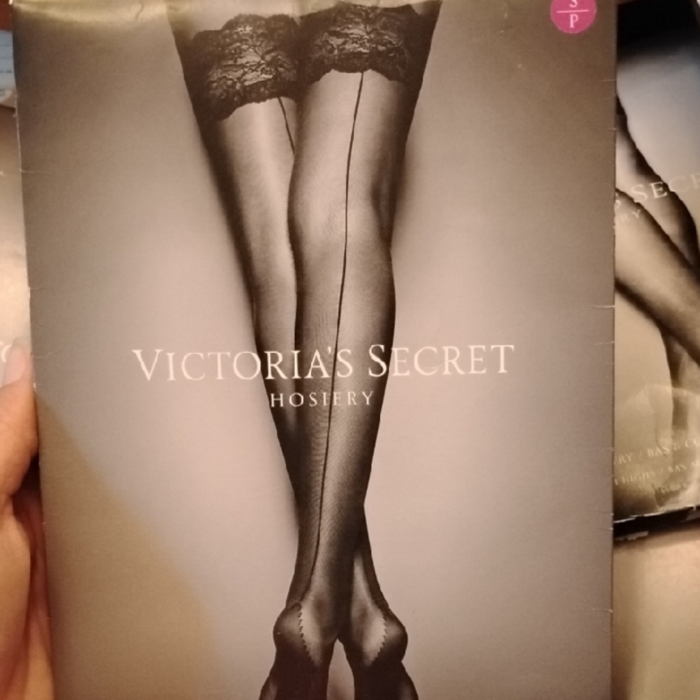 Victoria's Secret Pink Lace Top Thigh Highs With Reinforced Heel